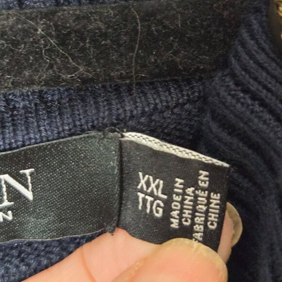 Lauren Ralph Lauren Women's Size XXL Cowl Neck Button Detail Navy Sweater - Picture 6 of 10